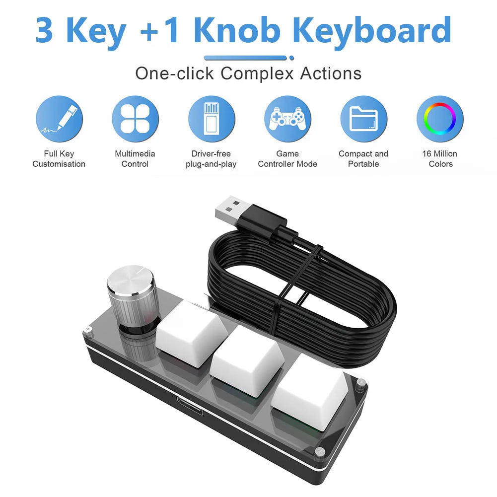 USB Custom Keyboard Programming Macro Knob Mechanical Keyboard Mini Button Photoshop Gaming Hotswap Keypad for Macbook Laptop