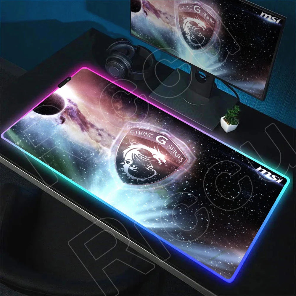 RGB Mousepad MSI Logo Gamer Laptop Keyboard Carpet Large Antislip Rubber Mouse Pad XXL LED light Luminous Mouse Mat for CSGO LOL
