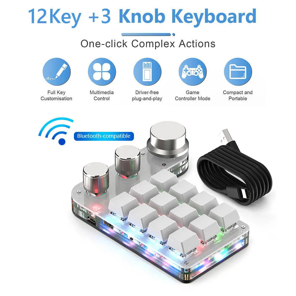 USB Custom Keyboard Programming Macro Knob Mechanical Keyboard Mini Button Photoshop Gaming Hotswap Keypad for Macbook Laptop