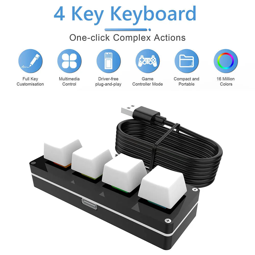 USB Custom Keyboard Programming Macro Knob Mechanical Keyboard Mini Button Photoshop Gaming Hotswap Keypad for Macbook Laptop