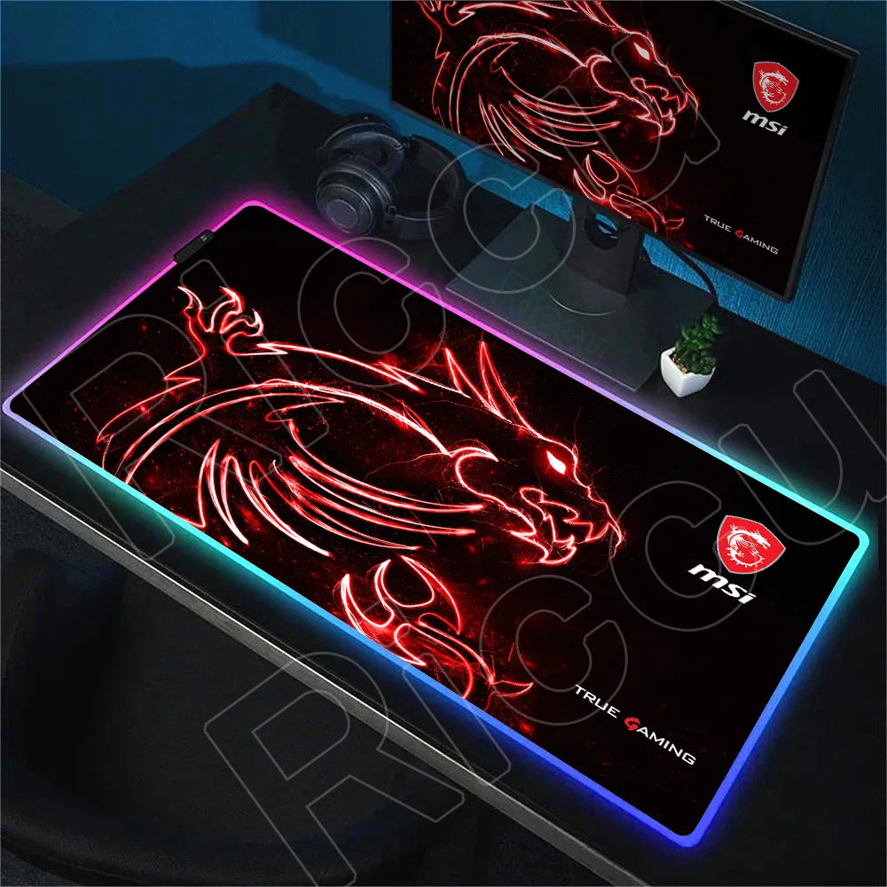 RGB Mousepad MSI Logo Gamer Laptop Keyboard Carpet Large Antislip Rubber Mouse Pad XXL LED light Luminous Mouse Mat for CSGO LOL