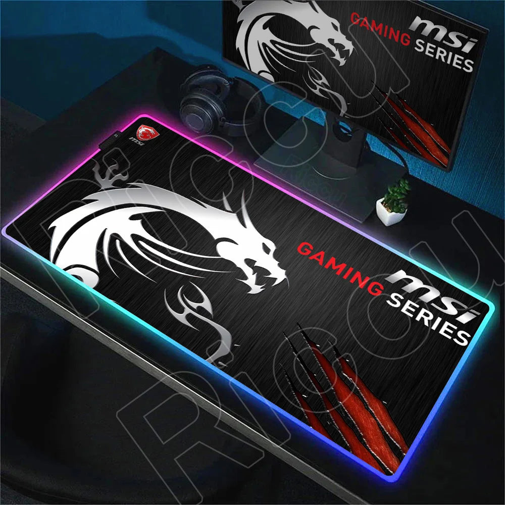 RGB Mousepad MSI Logo Gamer Laptop Keyboard Carpet Large Antislip Rubber Mouse Pad XXL LED light Luminous Mouse Mat for CSGO LOL