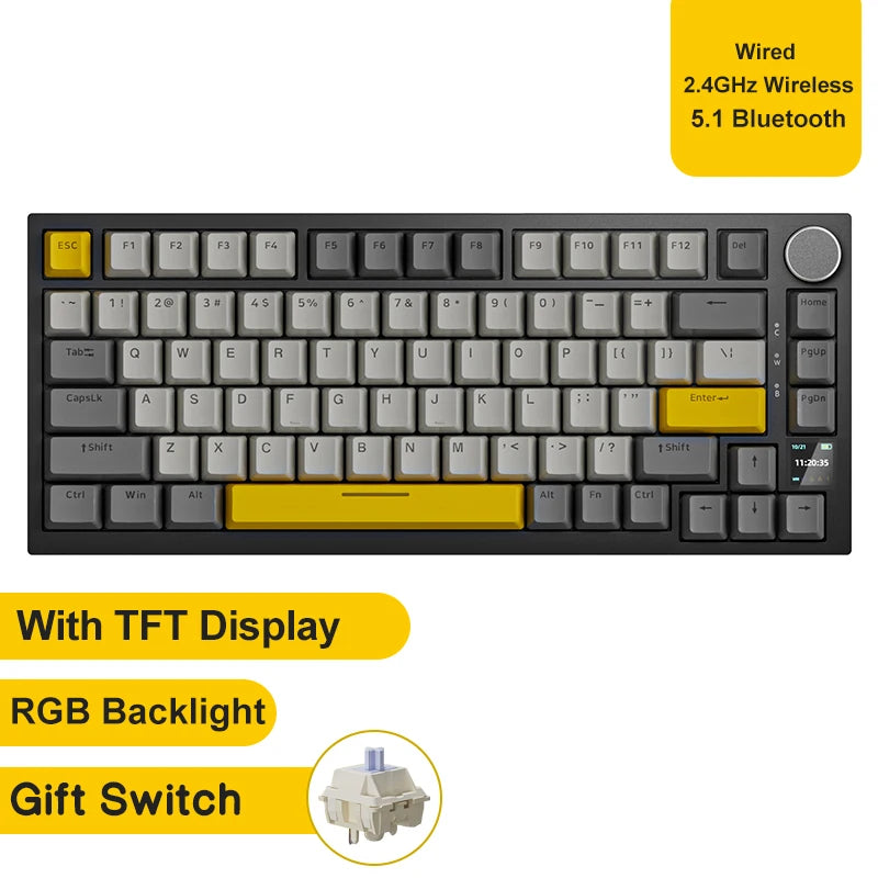 AJAZZ AK820 / AK820Pro Gaming Mechanical Keyboard 75% 82 Keys Wired Single Mode/Bluetooth Wireless Gamer Keyboard for Laptop PC