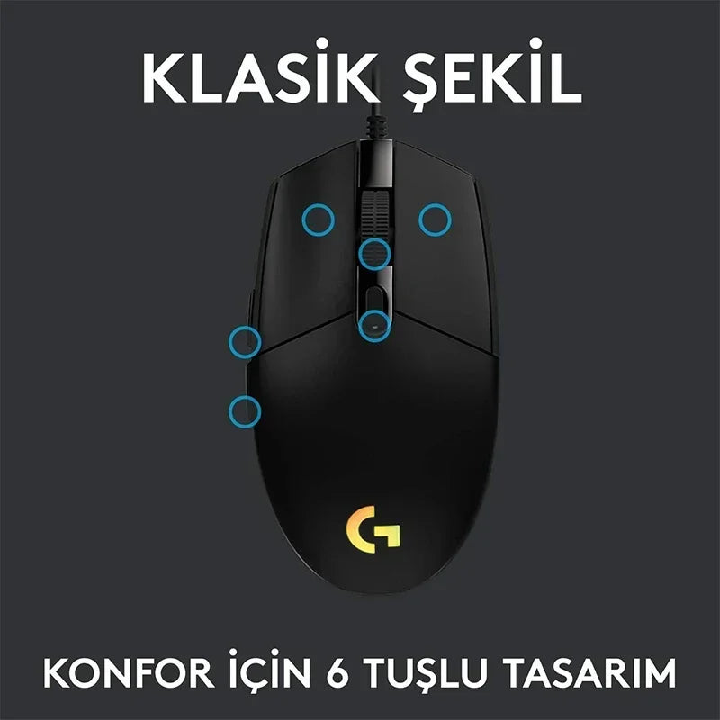 Original Logitech Gaming Mouse G203 Prodigy USB Type A 8000 DPI PC / Mac / Laptop Laptop Accessories Mouse
