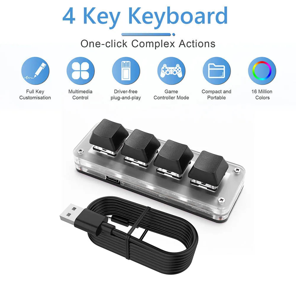 USB Custom Keyboard Programming Macro Knob Mechanical Keyboard Mini Button Photoshop Gaming Hotswap Keypad for Macbook Laptop