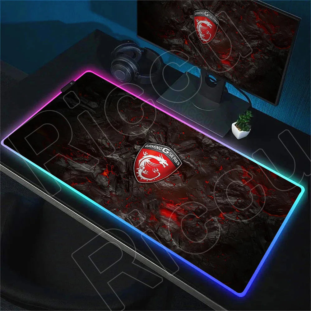 RGB Mousepad MSI Logo Gamer Laptop Keyboard Carpet Large Antislip Rubber Mouse Pad XXL LED light Luminous Mouse Mat for CSGO LOL