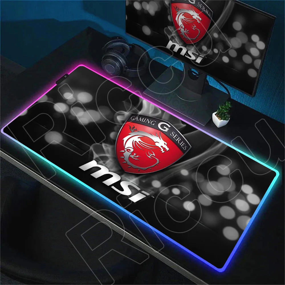 RGB Mousepad MSI Logo Gamer Laptop Keyboard Carpet Large Antislip Rubber Mouse Pad XXL LED light Luminous Mouse Mat for CSGO LOL
