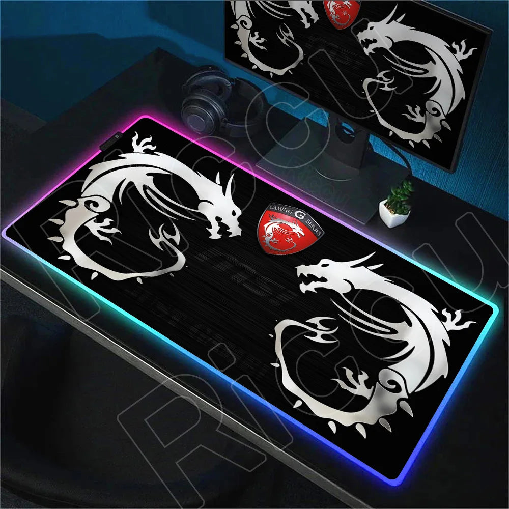 RGB Mousepad MSI Logo Gamer Laptop Keyboard Carpet Large Antislip Rubber Mouse Pad XXL LED light Luminous Mouse Mat for CSGO LOL