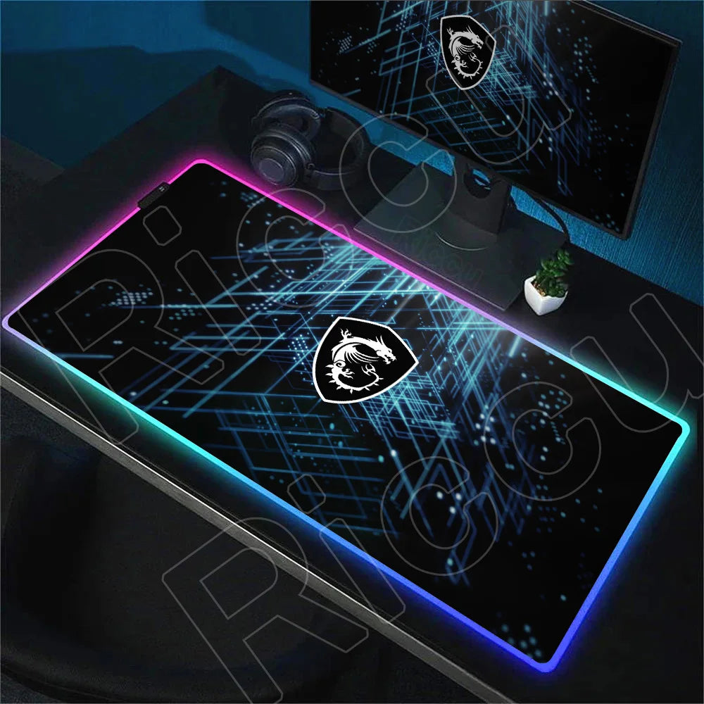RGB Mousepad MSI Logo Gamer Laptop Keyboard Carpet Large Antislip Rubber Mouse Pad XXL LED light Luminous Mouse Mat for CSGO LOL
