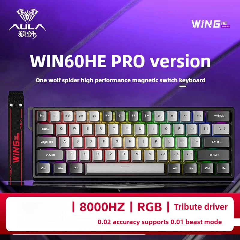 Aula Win60He Magnetic Switch Keyboard Wired Win 60 HE Mechanical Keyboard Esports Gamer Win68 Keyboards Custom Win60 He Gifts