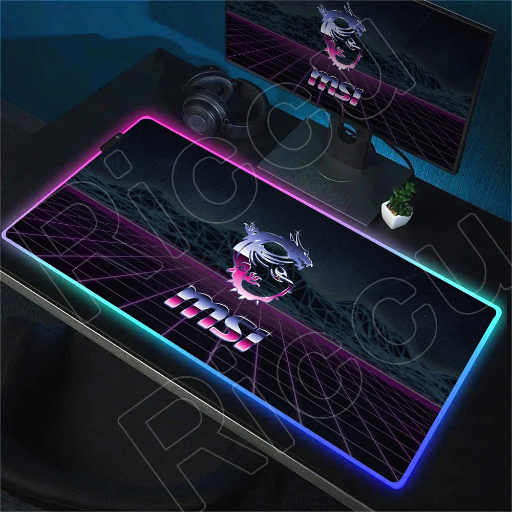 RGB Mousepad MSI Logo Gamer Laptop Keyboard Carpet Large Antislip Rubber Mouse Pad XXL LED light Luminous Mouse Mat for CSGO LOL