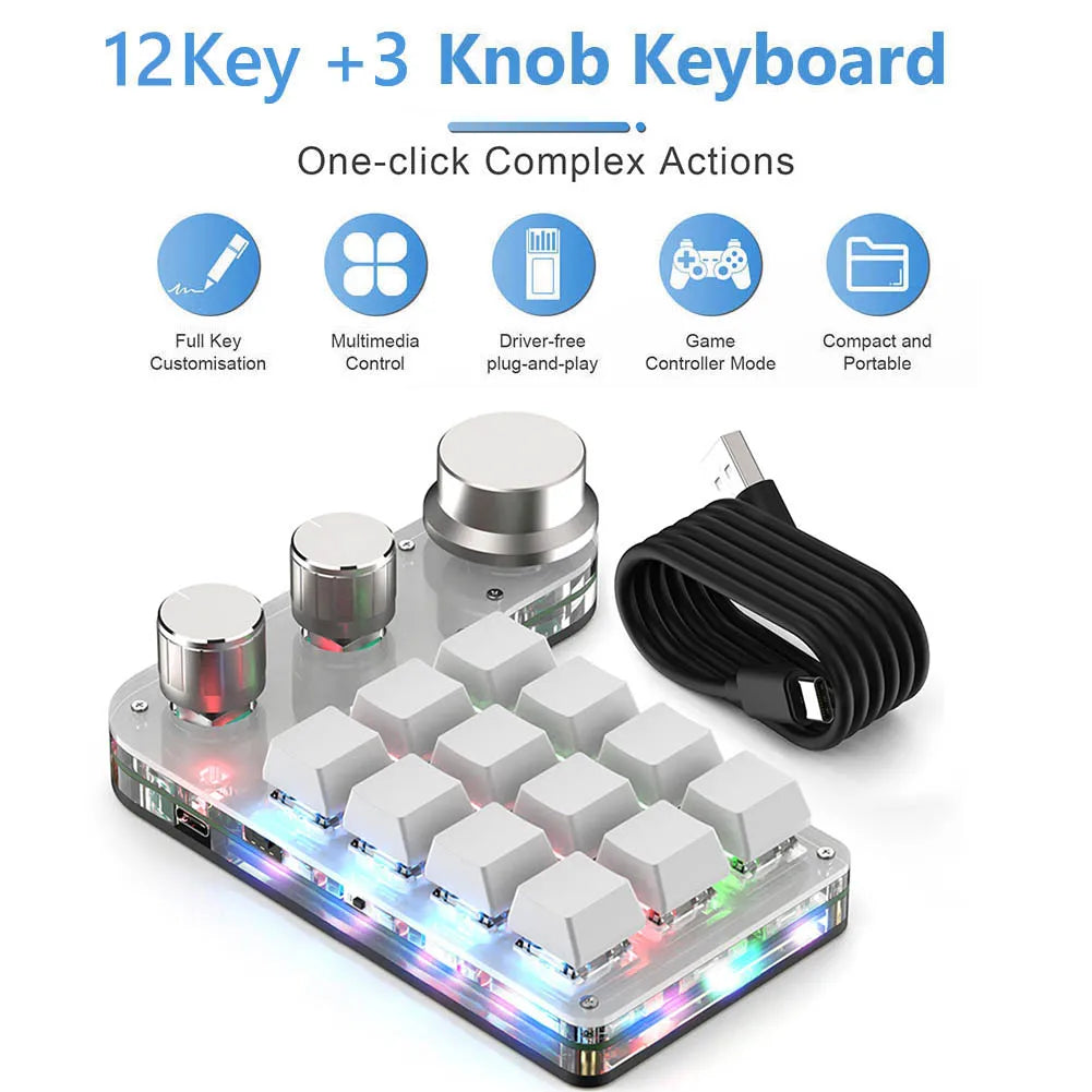 USB Custom Keyboard Programming Macro Knob Mechanical Keyboard Mini Button Photoshop Gaming Hotswap Keypad for Macbook Laptop