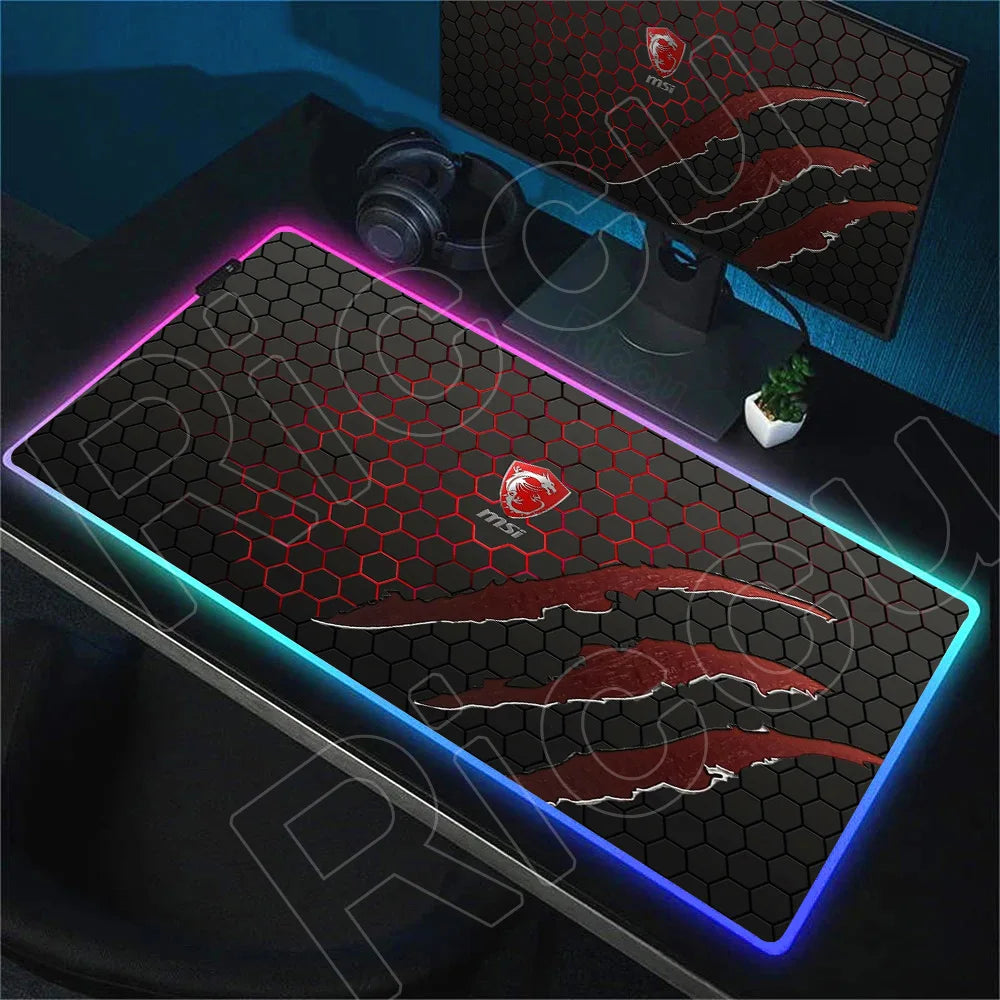RGB Mousepad MSI Logo Gamer Laptop Keyboard Carpet Large Antislip Rubber Mouse Pad XXL LED light Luminous Mouse Mat for CSGO LOL