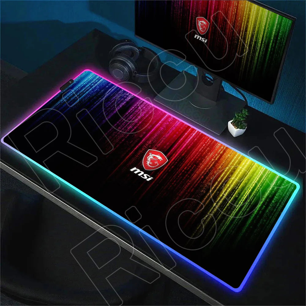 RGB Mousepad MSI Logo Gamer Laptop Keyboard Carpet Large Antislip Rubber Mouse Pad XXL LED light Luminous Mouse Mat for CSGO LOL